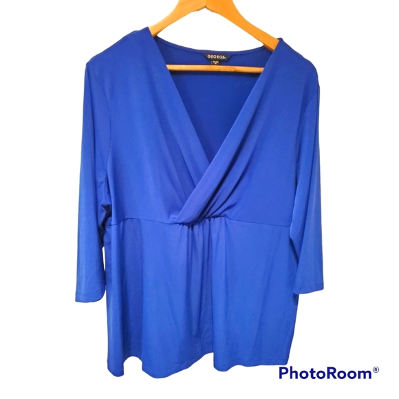 George Blouse Top Royal Blue Plus Size XXL/2XG (20)